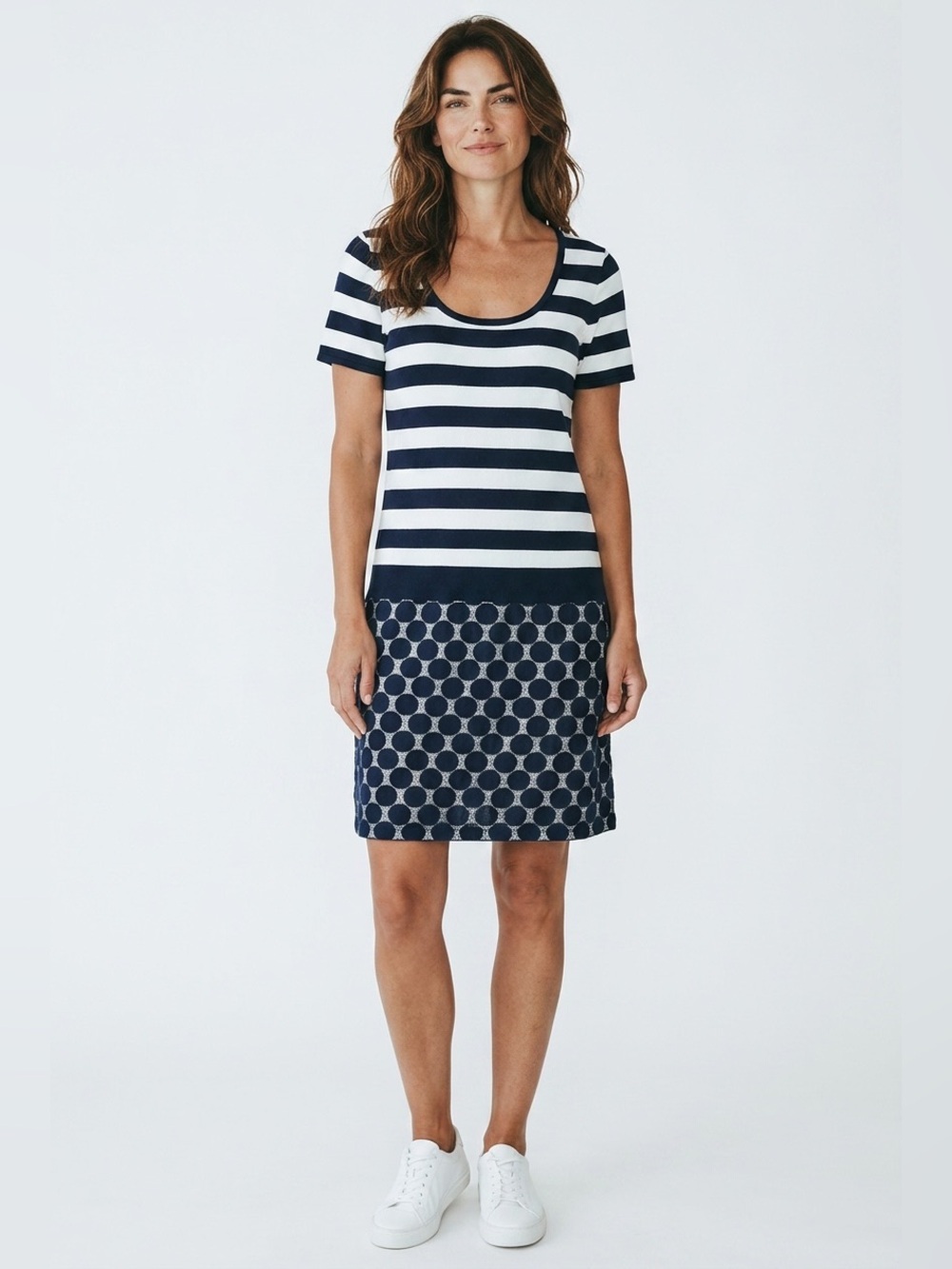 WEEKEND SALE! Musette Navy & White Stripe Geometric Dress Size 10